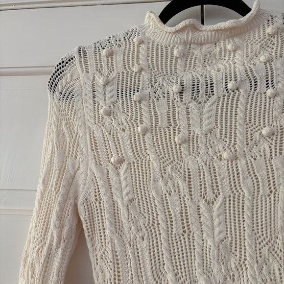 Ulla Johnson Celeste Pointelle Pullover Knit Cream Popcorn Sweater Size XS Petit - Picture 14 of 17